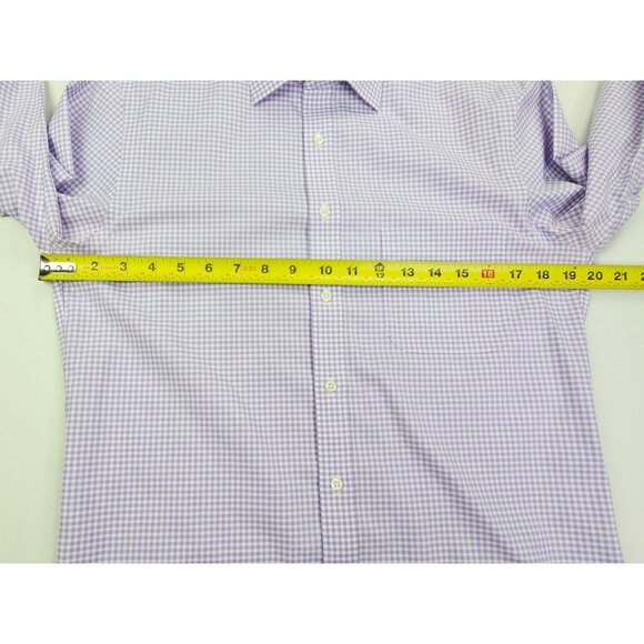 Brooks Brothers Milano Fit Non Iron Stretch 14.5-32 Mens Lavender White Check - Picture 3 of 8